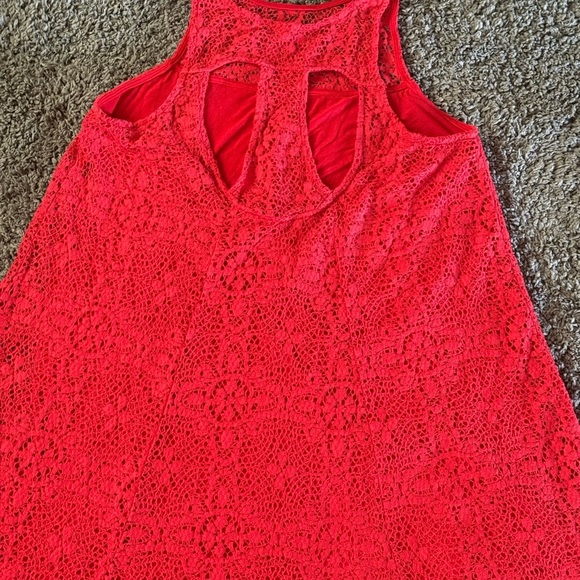 Free People Vibrant Red Lace Mini Dress Size M - Picture 7 of 12